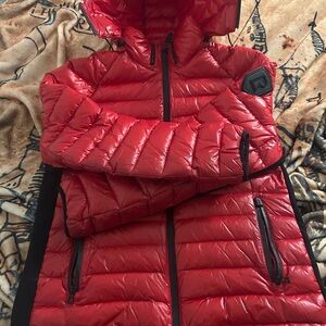 Red Quilted Hooded Jacket